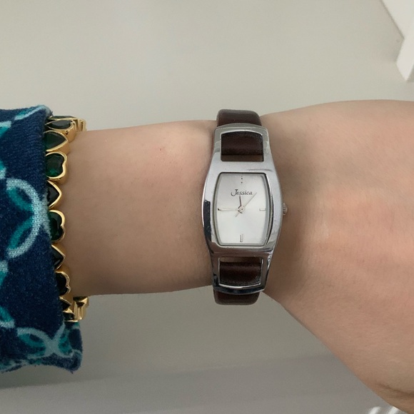 Vintage 90’S JESSICA Leather Brown Band Silver Wrist Watch Women’s BRAND NEW - Picture 4 of 16